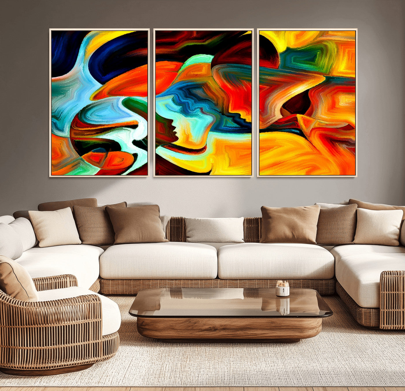 70242-MGV-CV-36X24-Human Love Figures Abstract Wall Art Canvas Print