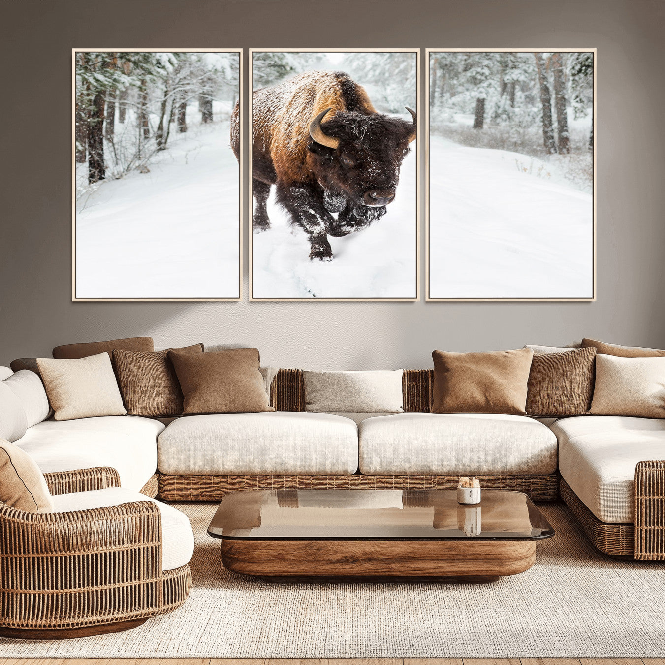 10109-MGV-CV-36X24-Bison Wall Art Canvas Print For Farmhouse, Animal Canvas Print, Wild Animal Wall Art