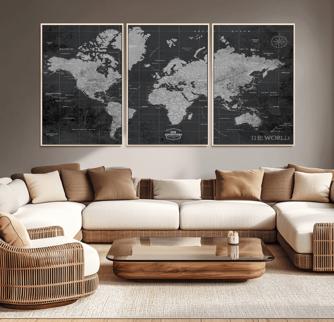 85500-MGV-CV-36X24-Push Pin World Map Canvas Print – Travel Tracker Wall Art for Couples, Perfect Anniversary Gift for Home or Office Decor