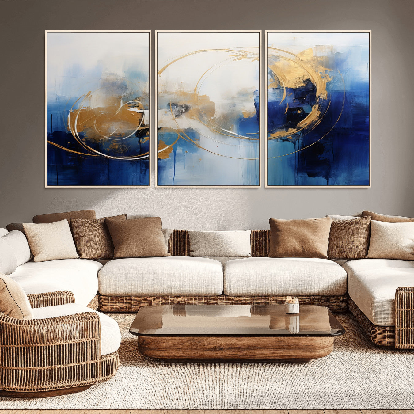 52314-MGV-CV-36X24-Navy Blue Abstract Wall Art Canvas Print