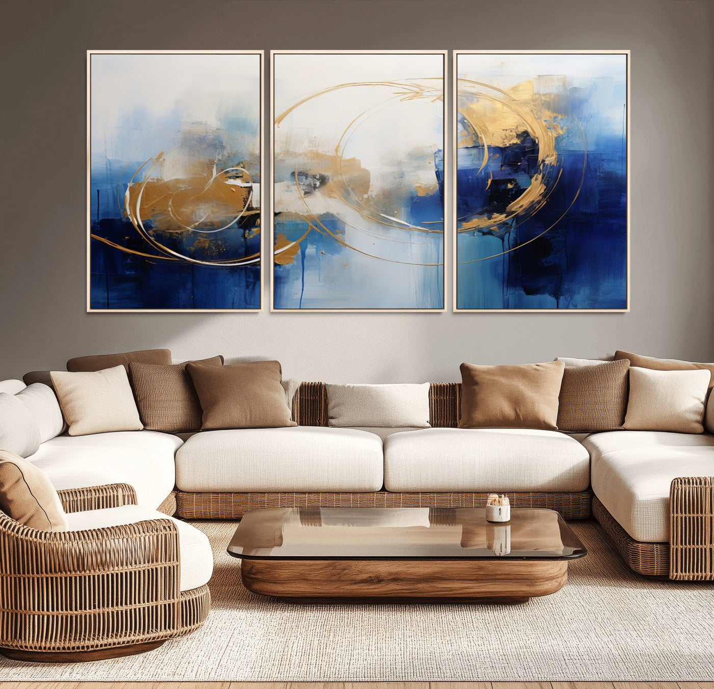 52314-MGV-CV-36X24-Navy Blue Abstract Wall Art Canvas Print