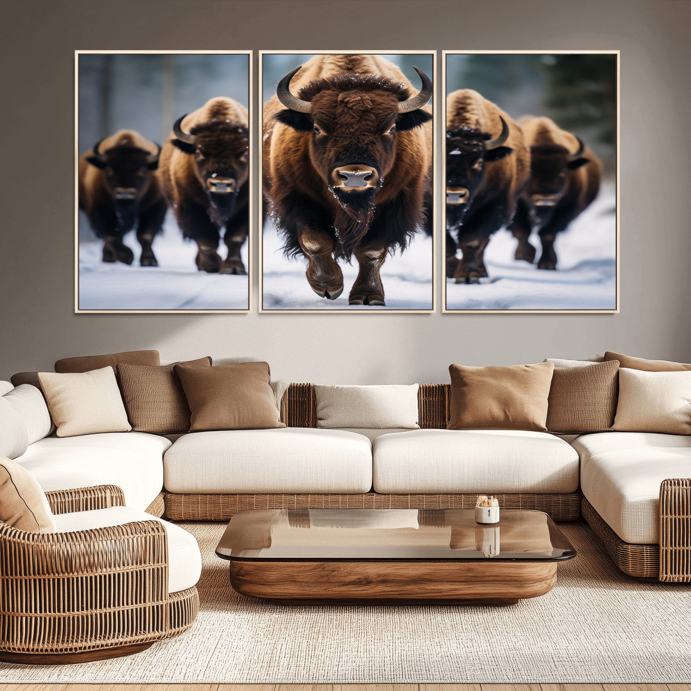 89854-MGV-CV-36X24-Buffalo Wall Art Canvas Print, American Bison Herd Wall Art Canvas Print - Bison Canvas Print