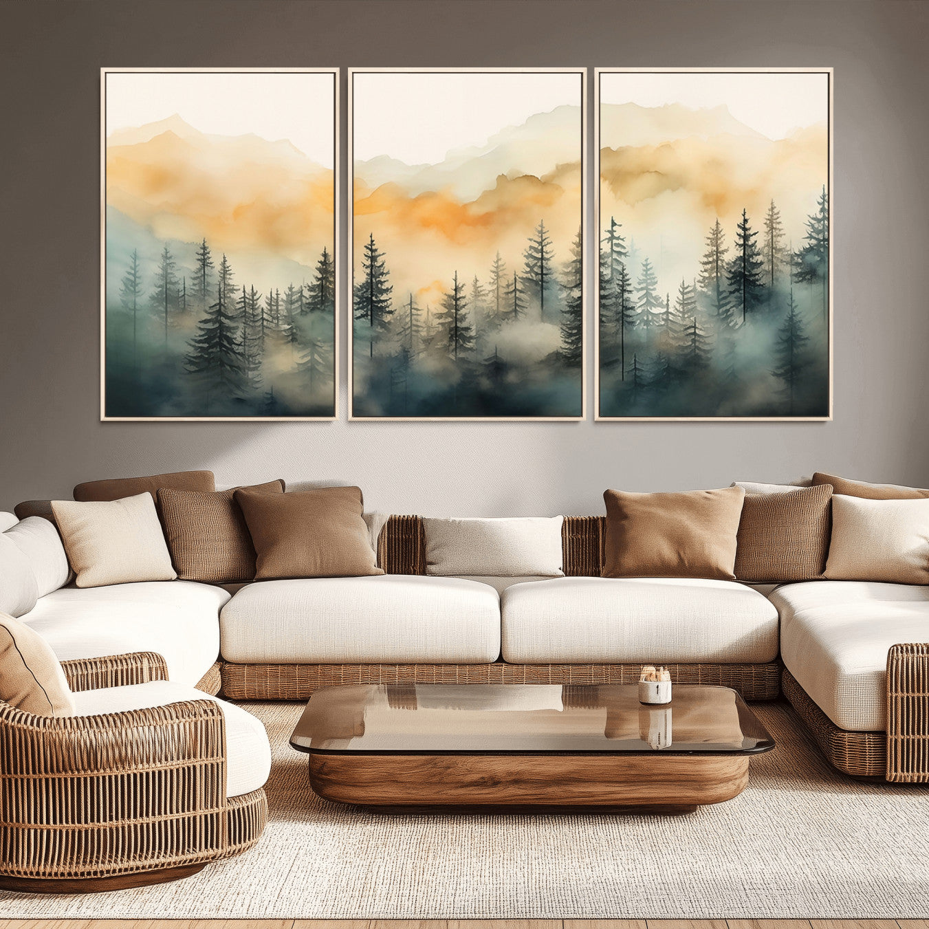 34155-MGV-CV-36X24-Abstract Forest Print - Mountain Wall Art | Autumn Landscape Canvas Print for Living Room, Bedroom,