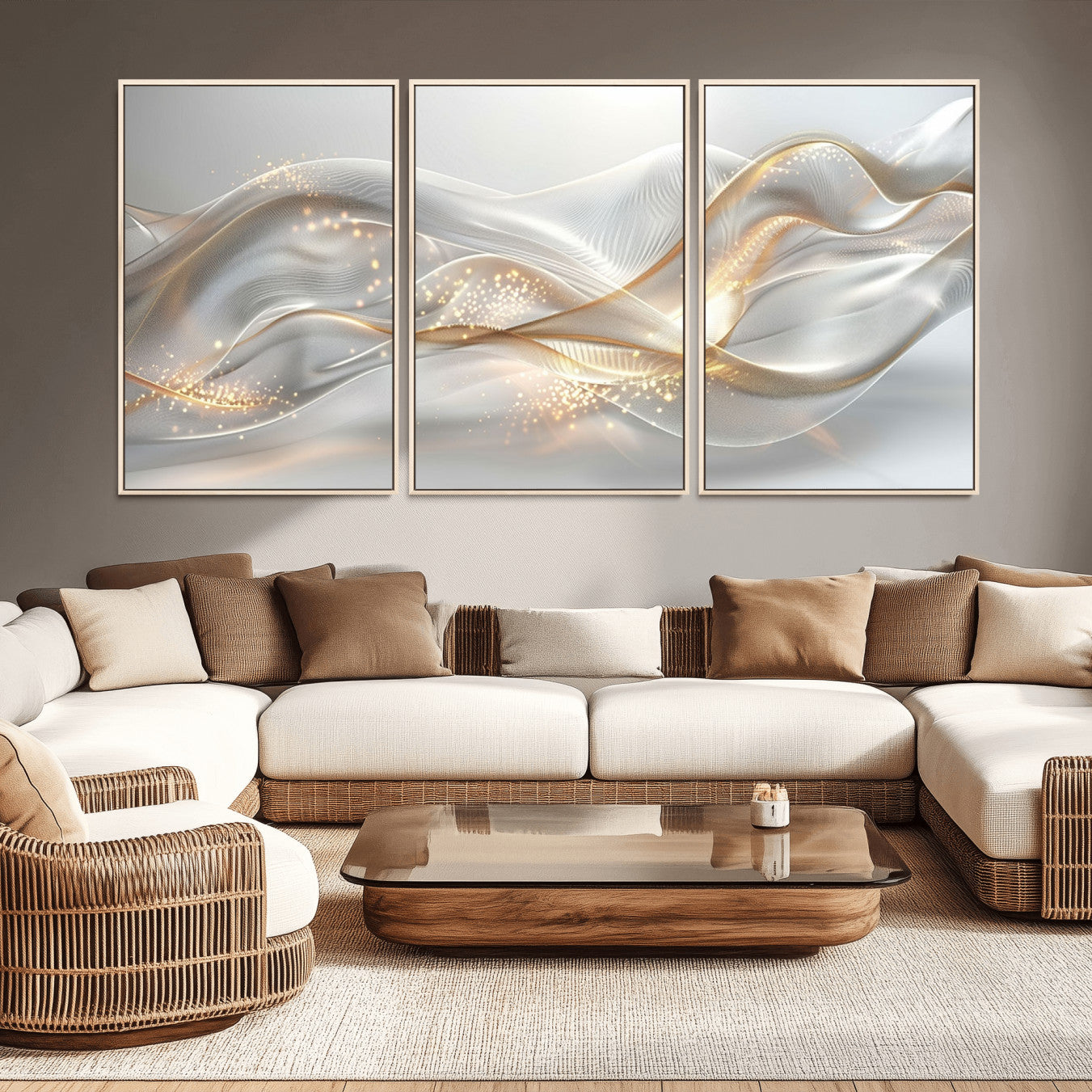 Lines2-MGV-CV-36X24-Abstract art Grey and Gold Lines Wall Art