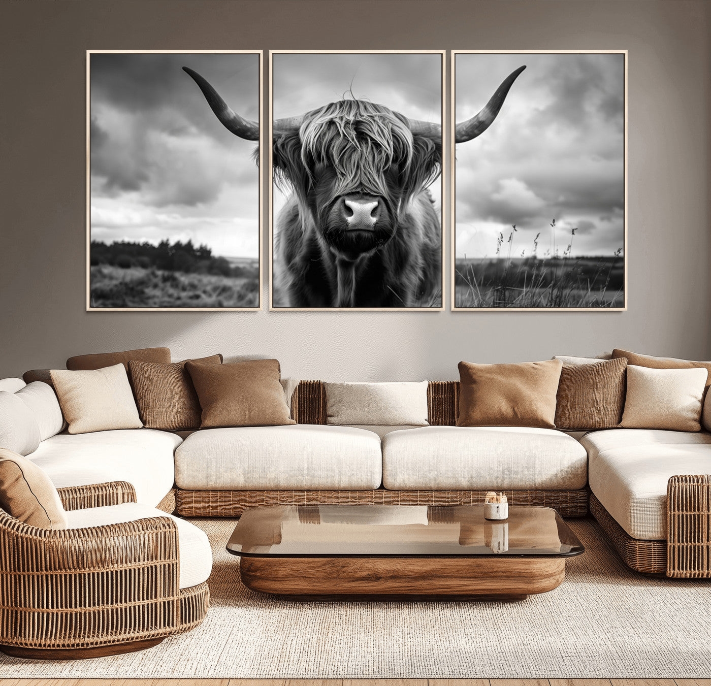 17924-MGV-CV-36X24-Scottish Cow Wall Art Canvas Print | Longhorn Wall Art | Bighorn Animal Wall Art