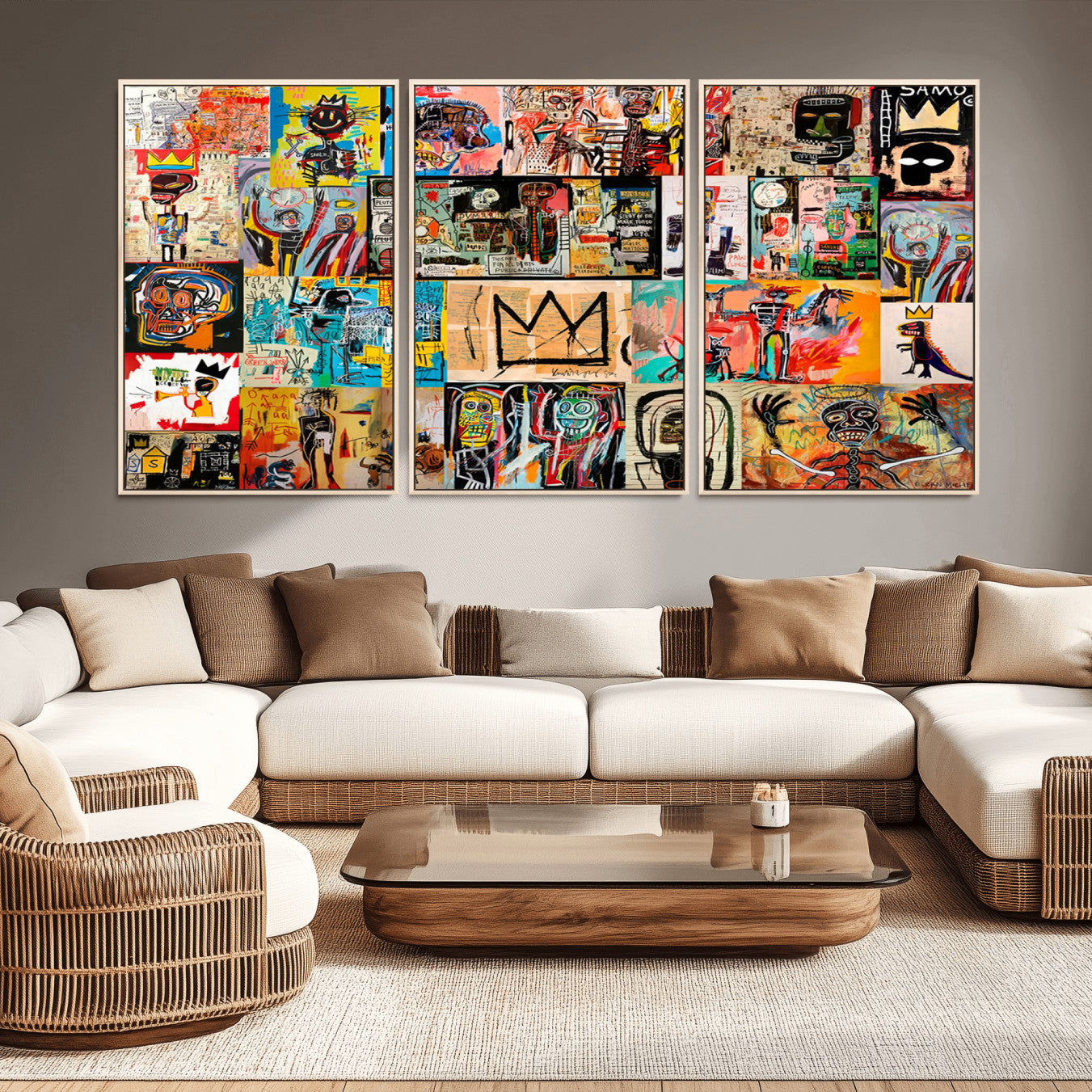-Abstract Art Collage Wall Art Canvas Print – Framed, Ready to Hang, Urban Graffiti Style