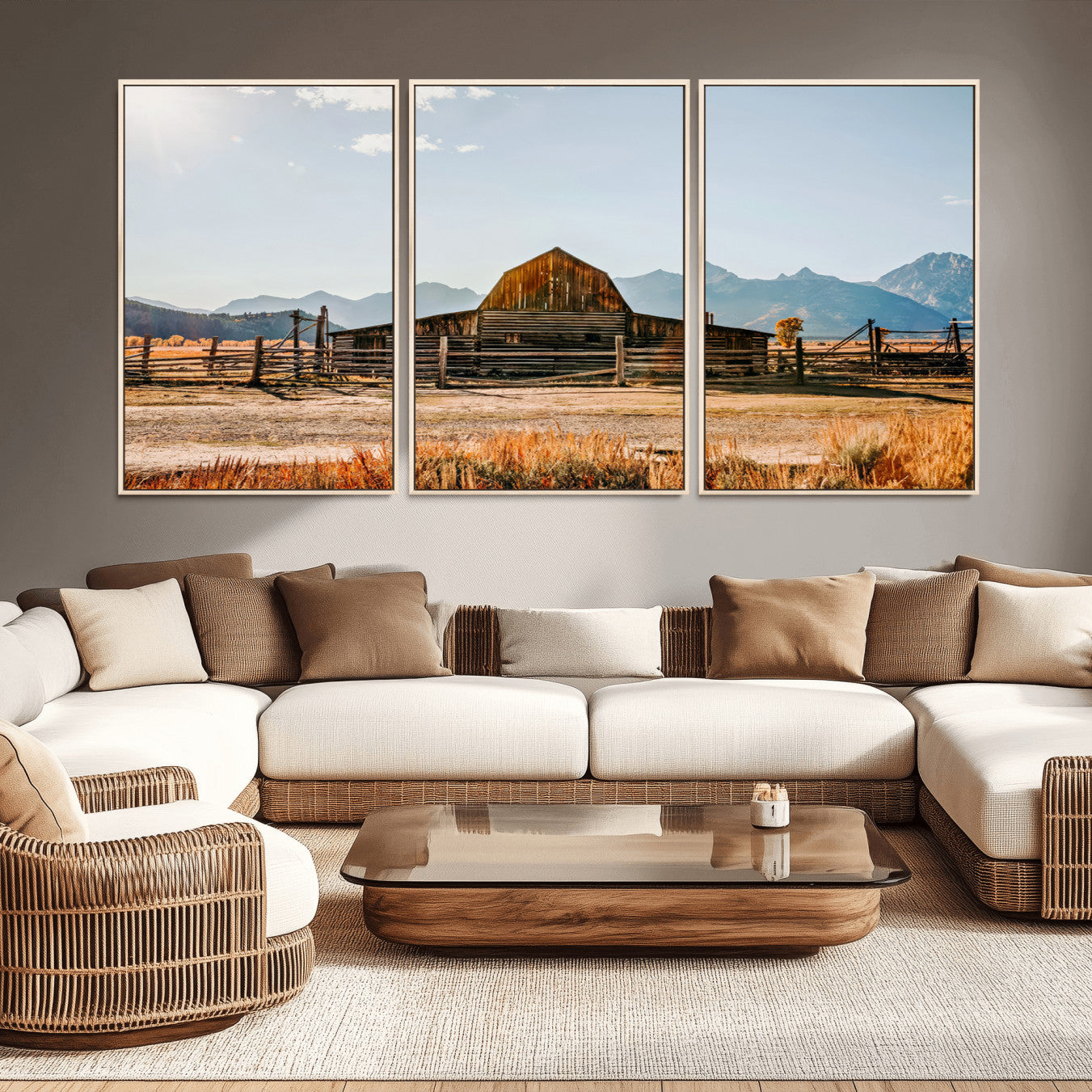 -Vintage Old Barn Field Wall Art Canvas Print for Farmhouse Decor - Rustic Barn Wall Art Canvas Print
