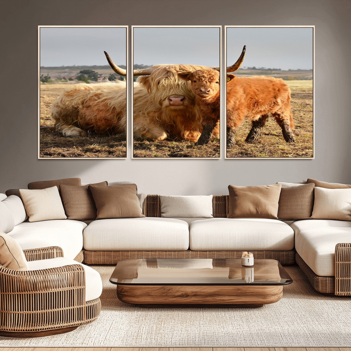 -Highland Cow Canvas Wall Art Animal Print for Farm House Decor