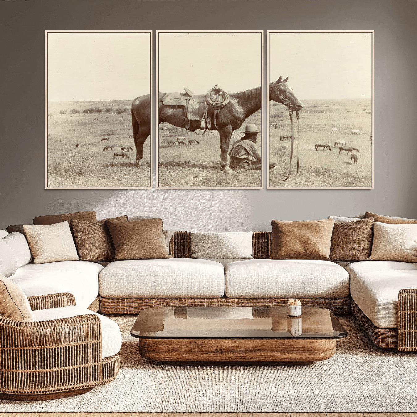 -Cowboy Wall Art - Western Horse Canvas Print - Vintage Western Wall Art Canvas Print, Ready to Hang