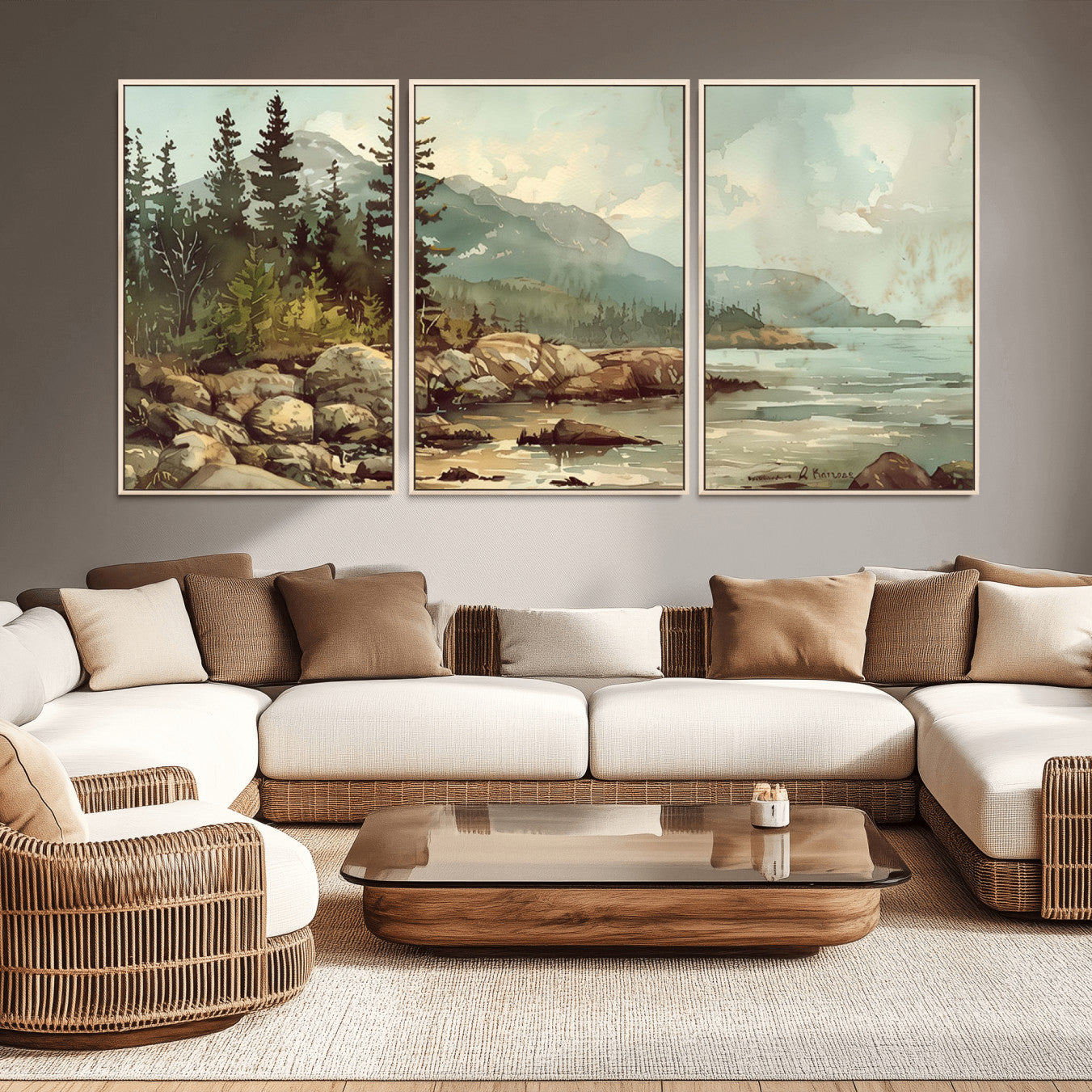 24809-MGV-CV-36X24-Abstract Acadia National Park Wall Art Canvas Print - Stunning 3-Panel Wall Art Canvas Print,