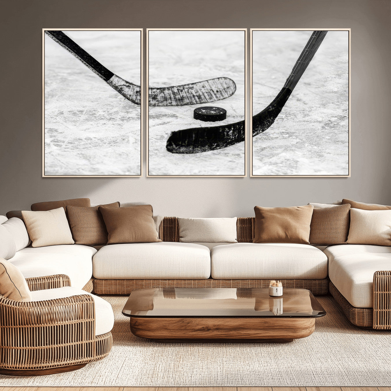 -Winter Ice Hockey Sport Canvas Wall Art Print - Hockey Wall Art Print