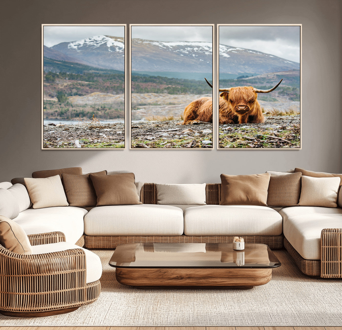 -Highland Cow Horn Farm Wall Art Canvas Print