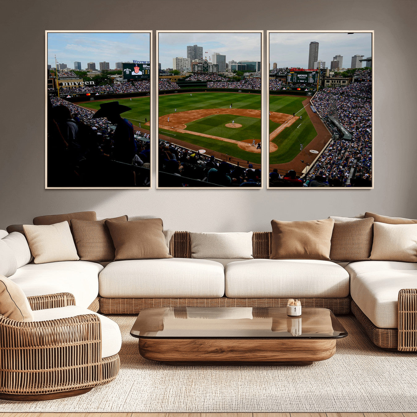 34859-MGV-CV-36X24-Chicago Cubs Baseball Team Print - Wrigley Field Stadium Wall Art Canvas Print