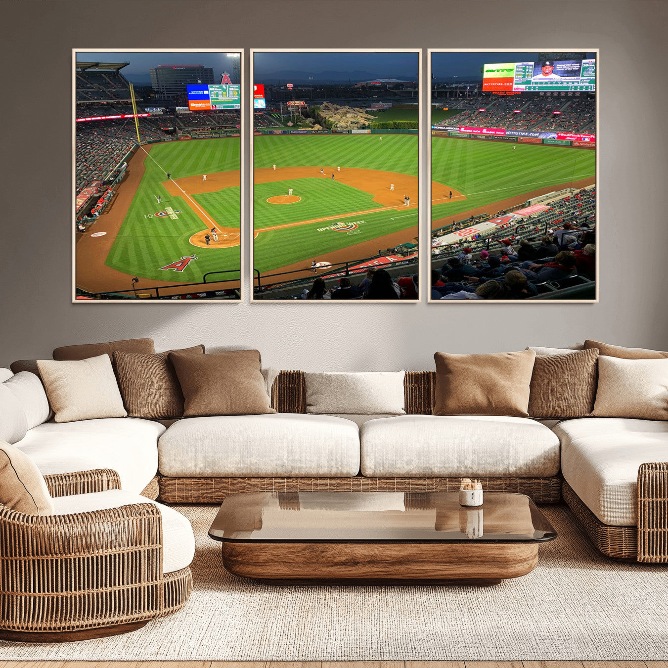 93707-MGV-CV-36X24-Angel Stadium Aerial Canvas Print – Los Angeles Angels Baseball Canvas Print, Framed, Ready to Hang