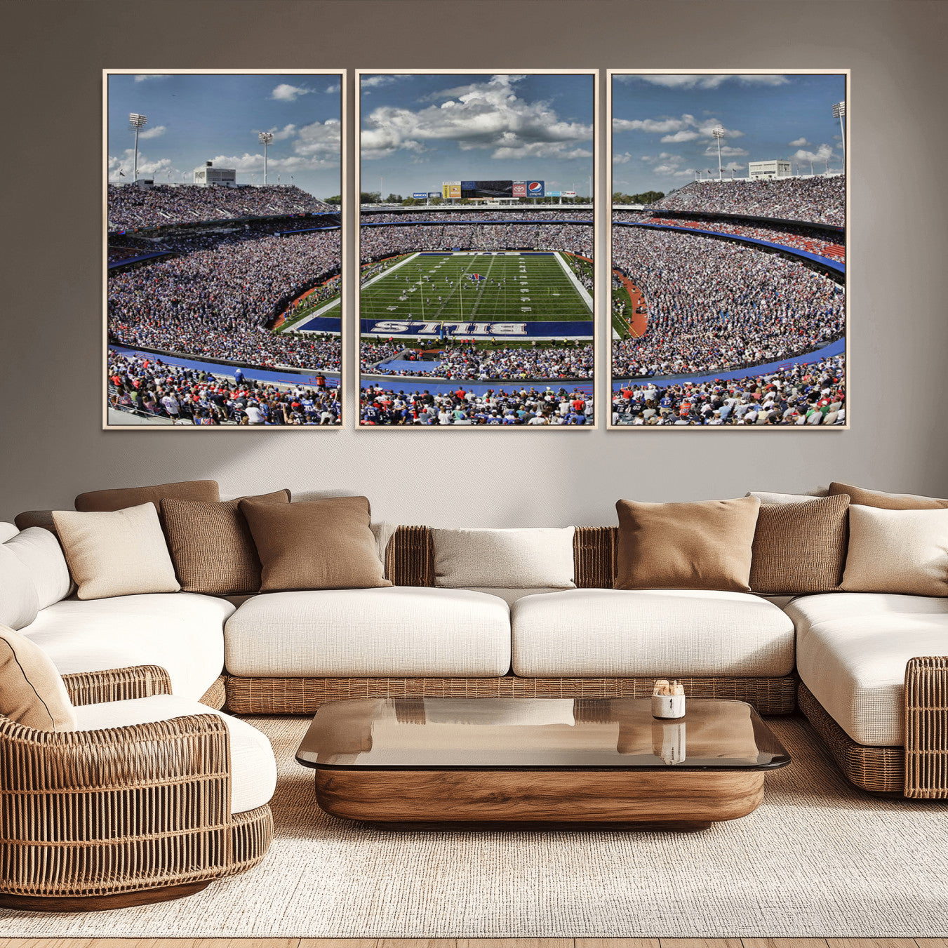 76491-MGV-CV-36X24-Buffalo Bills Highmark Stadium Wall Art Canvas Print - Bills Stadium Game Day Triple Canvas Wall Art