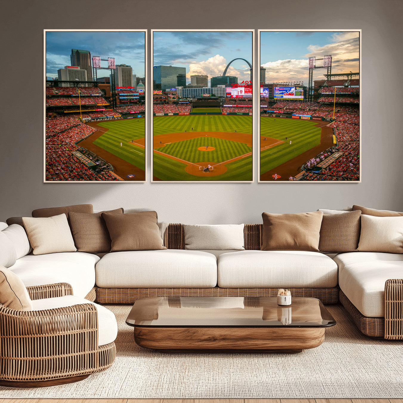 91908-MGV-CV-36X24-Busch Stadium Wall Art Print | St. Louis Cardinals Baseball Stadium Canvas Print | Framed Sports