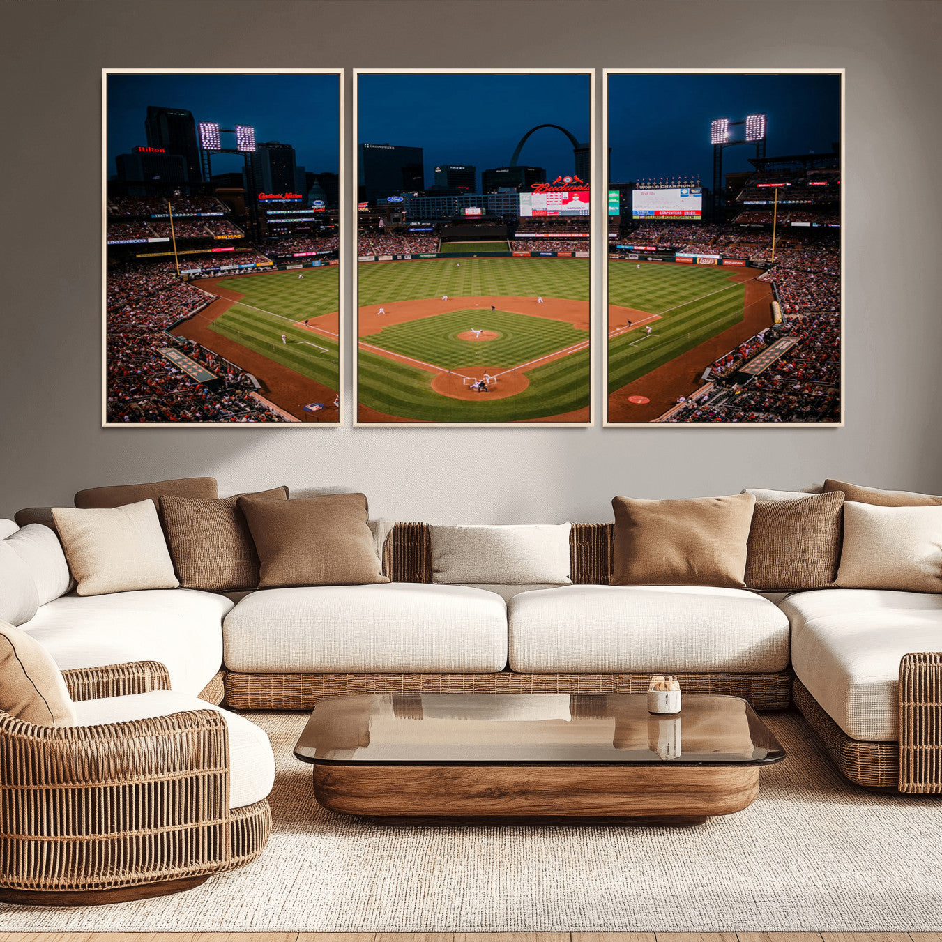 38612-MGV-CV-36X24-St. Louis Cardinals Baseball Team Print - Busch Stadium Wall Art Canvas Print