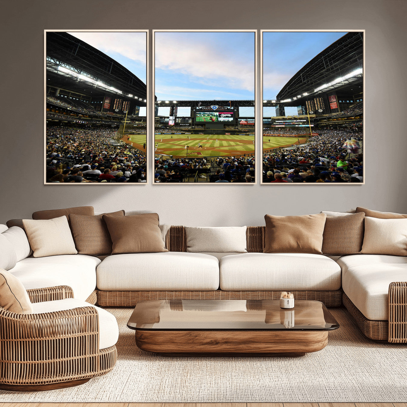 92672-MGV-CV-36X24-Arizona Diamondbacks Team Print - Phoenix Chase Field Stadium Wall Art Canvas Print