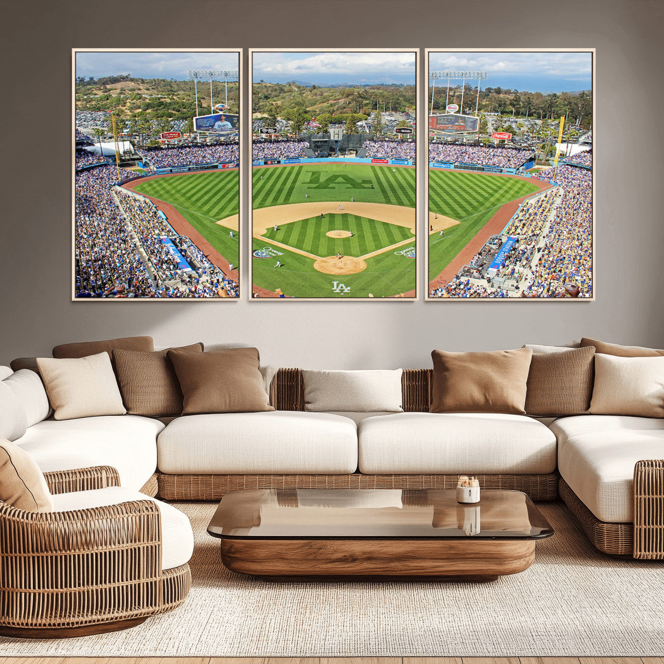 34760-MGV-CV-36X24-Citi Field Wall Art Print | 3-Panel New York Mets Baseball Stadium Canvas Print | Framed Sports