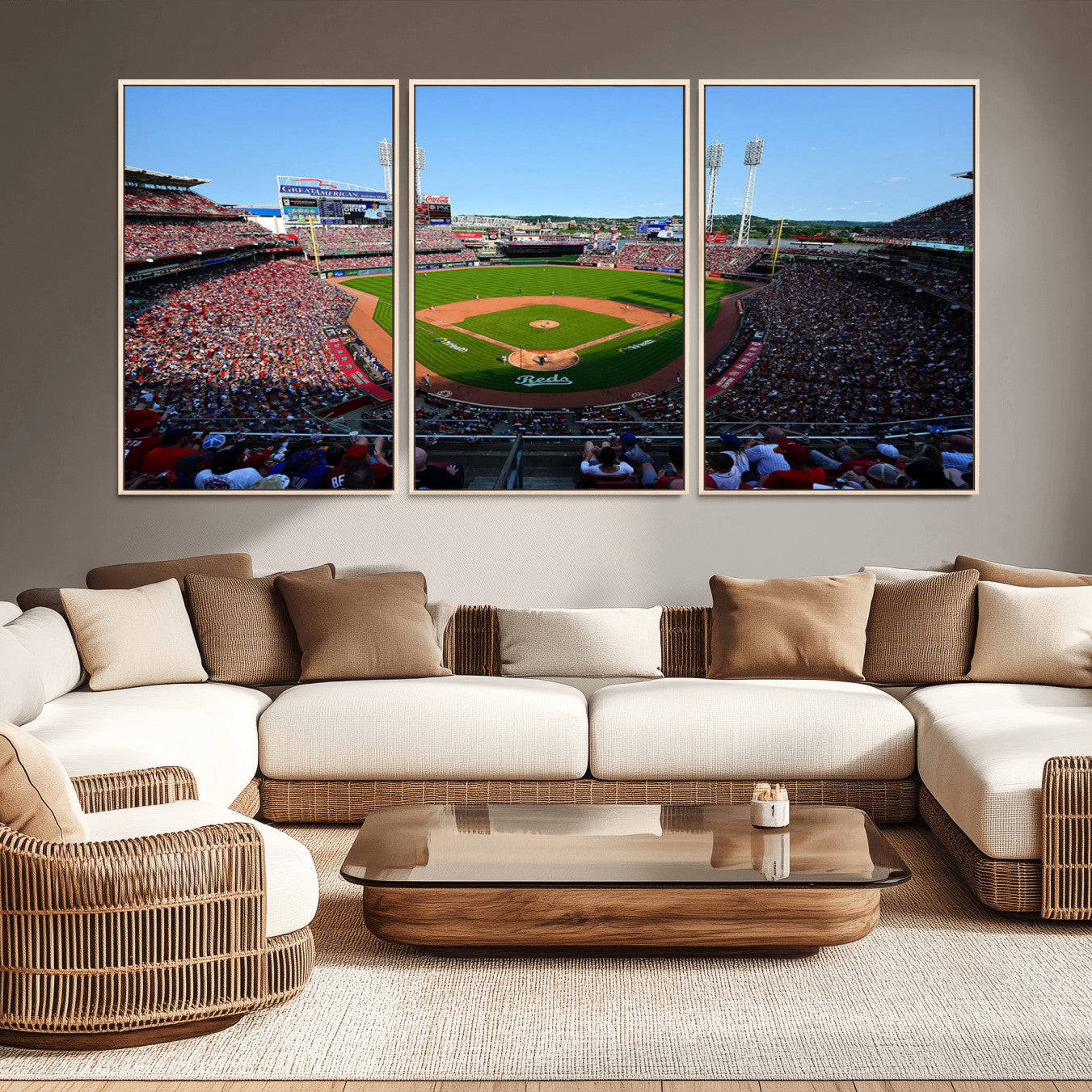 90998-MGV-CV-36X24-Cincinnati Reds Baseball Canvas Print - Great American Ball Park Stadium Wall Art Canvas Print