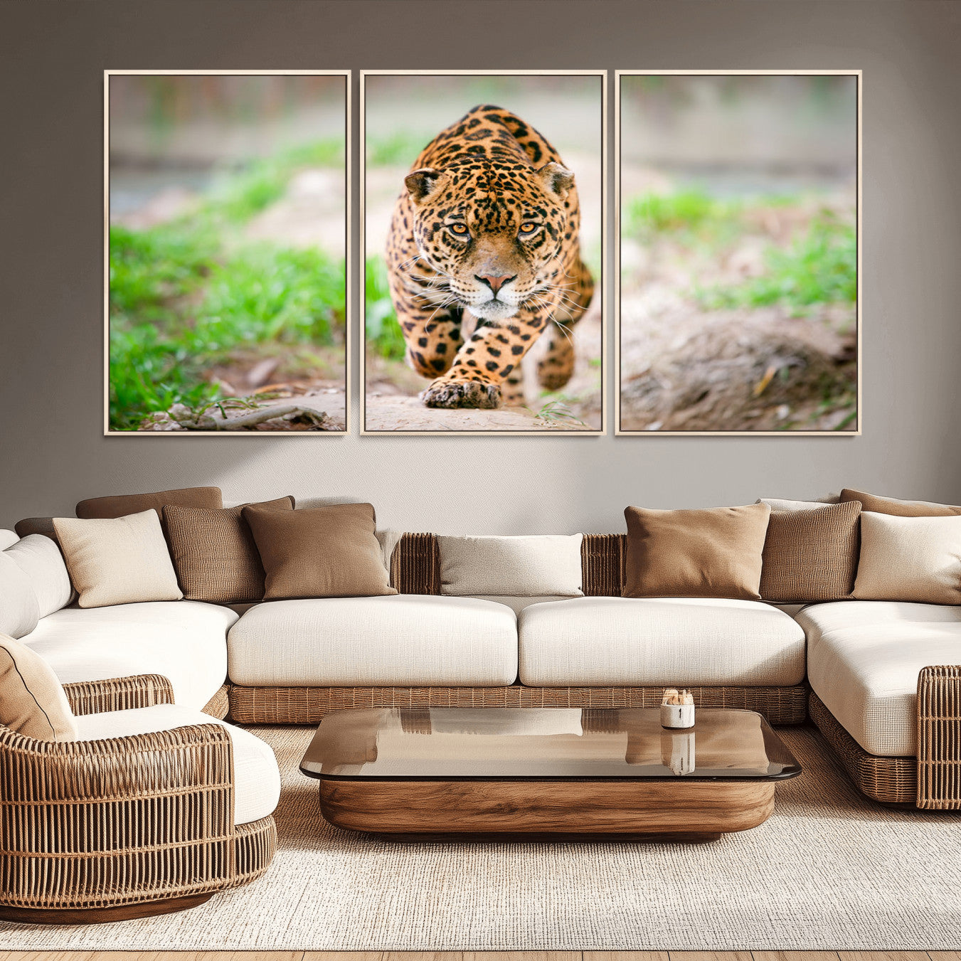 -Leopard on the Prowl - Stunning Large Framed Leopard Wall Art Canvas Wall Art for Living Room,