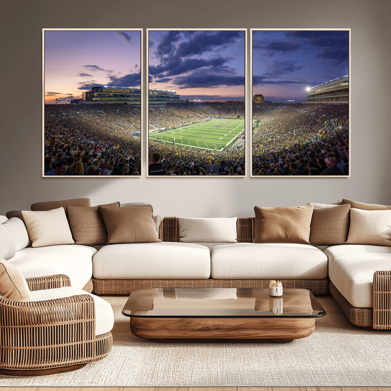 -Notre Dame Fighting Irish Football Team Print - Notre Dame Stadium Wall Art Canvas Print