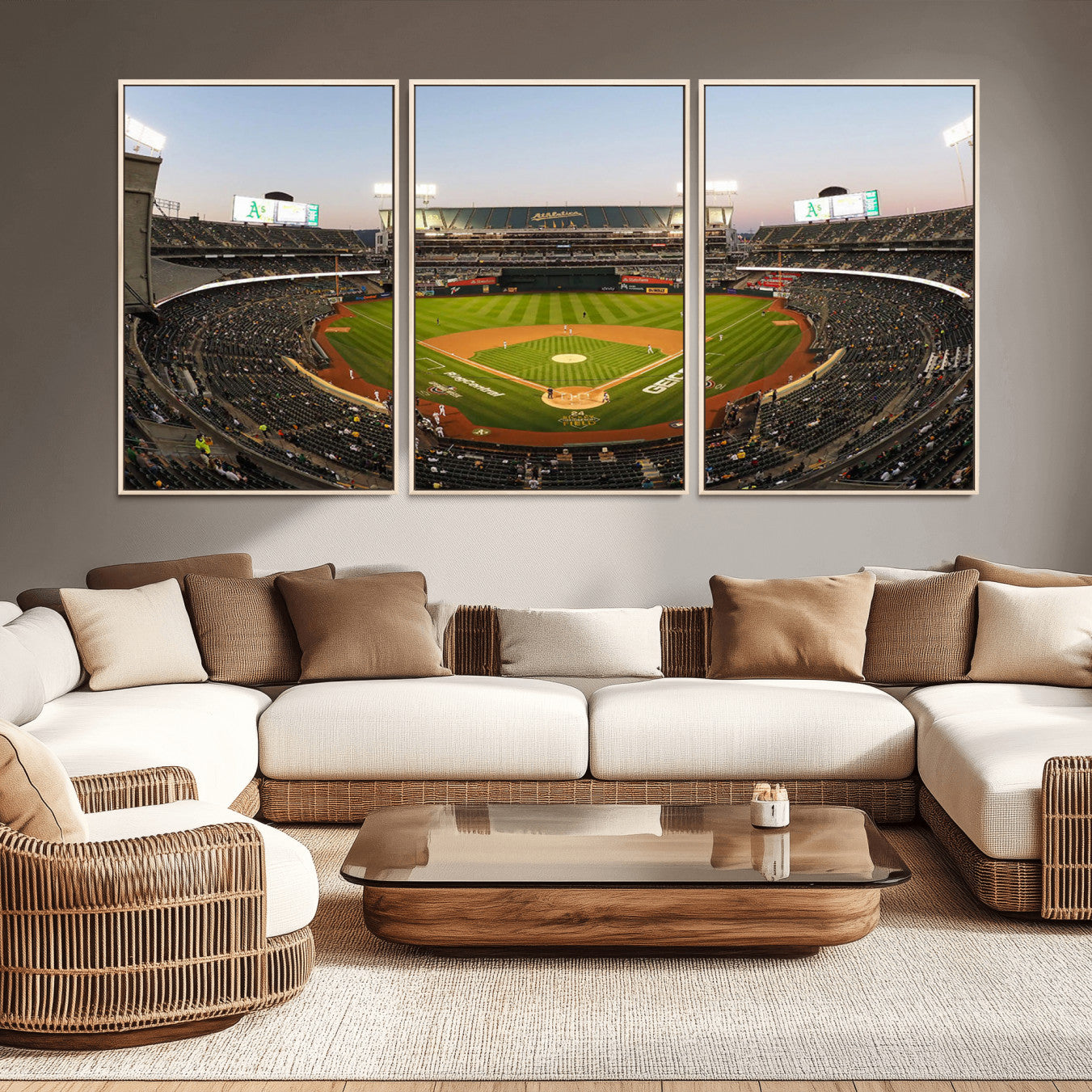 -Oakland Athletics Baseball Team Print - RingCentral Coliseum Stadium Wall Art Canvas Print