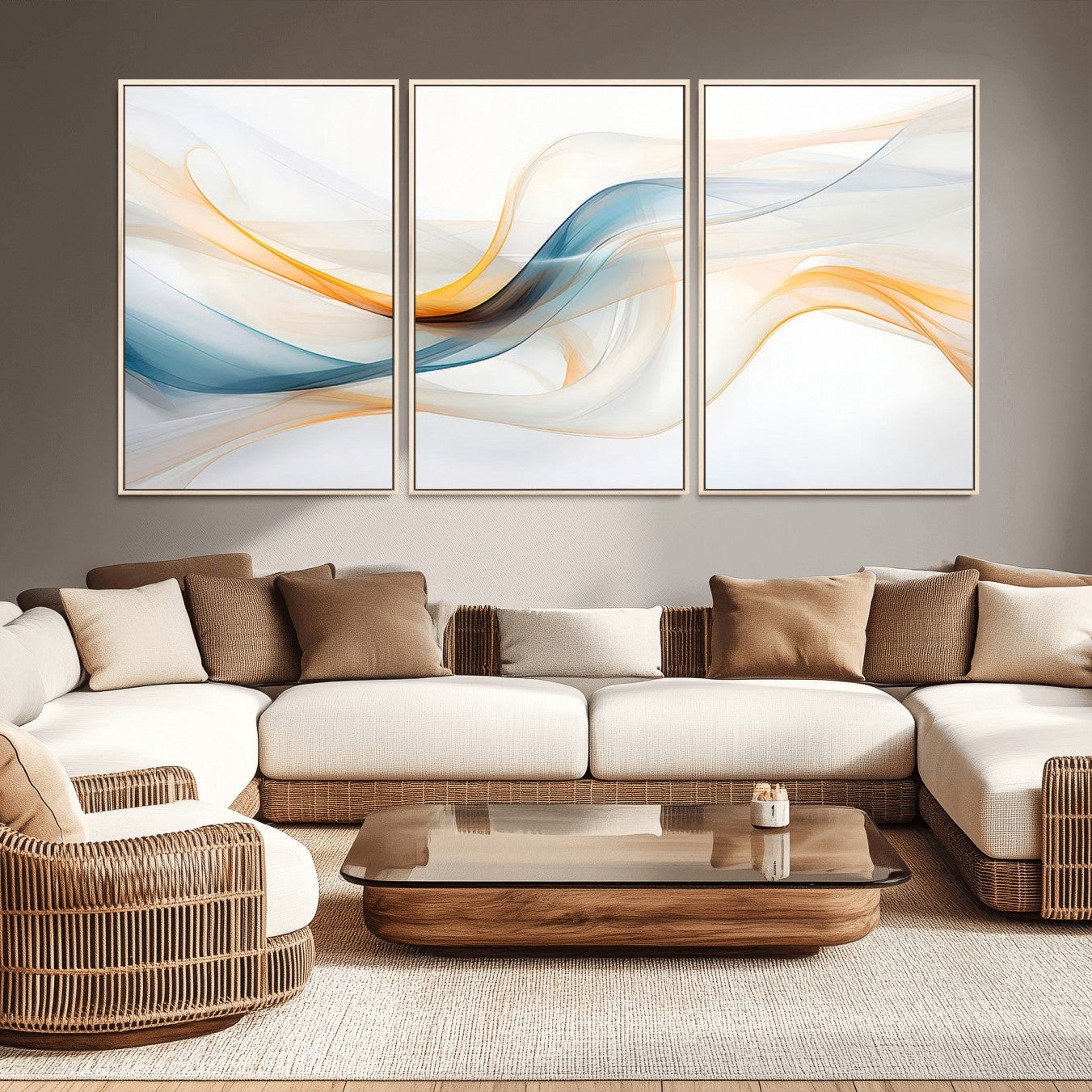 60881-MGV-CV-36X24-Decorative Turquoise Abstract Wave Wall Art Canvas Print