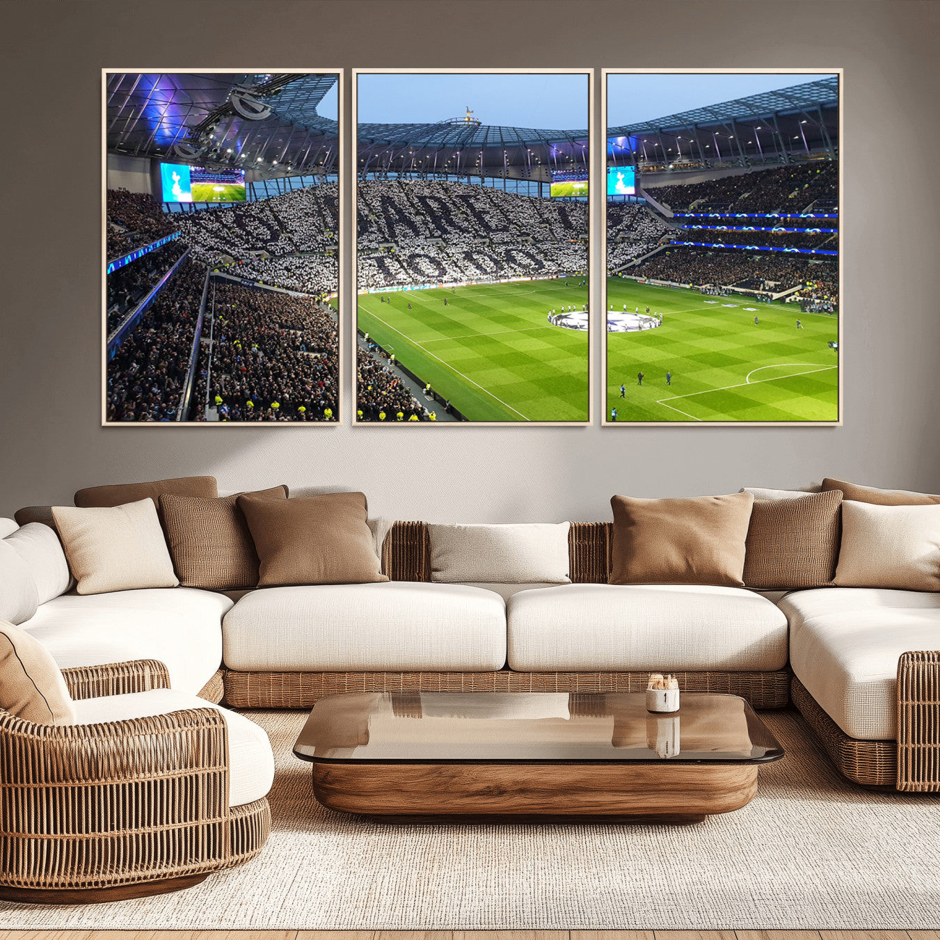 38765-MGV-CV-36X24-Tottenham Hotspur Stadium Canvas Print, Match Day Triple Canvas Wall Art - Premier League Football