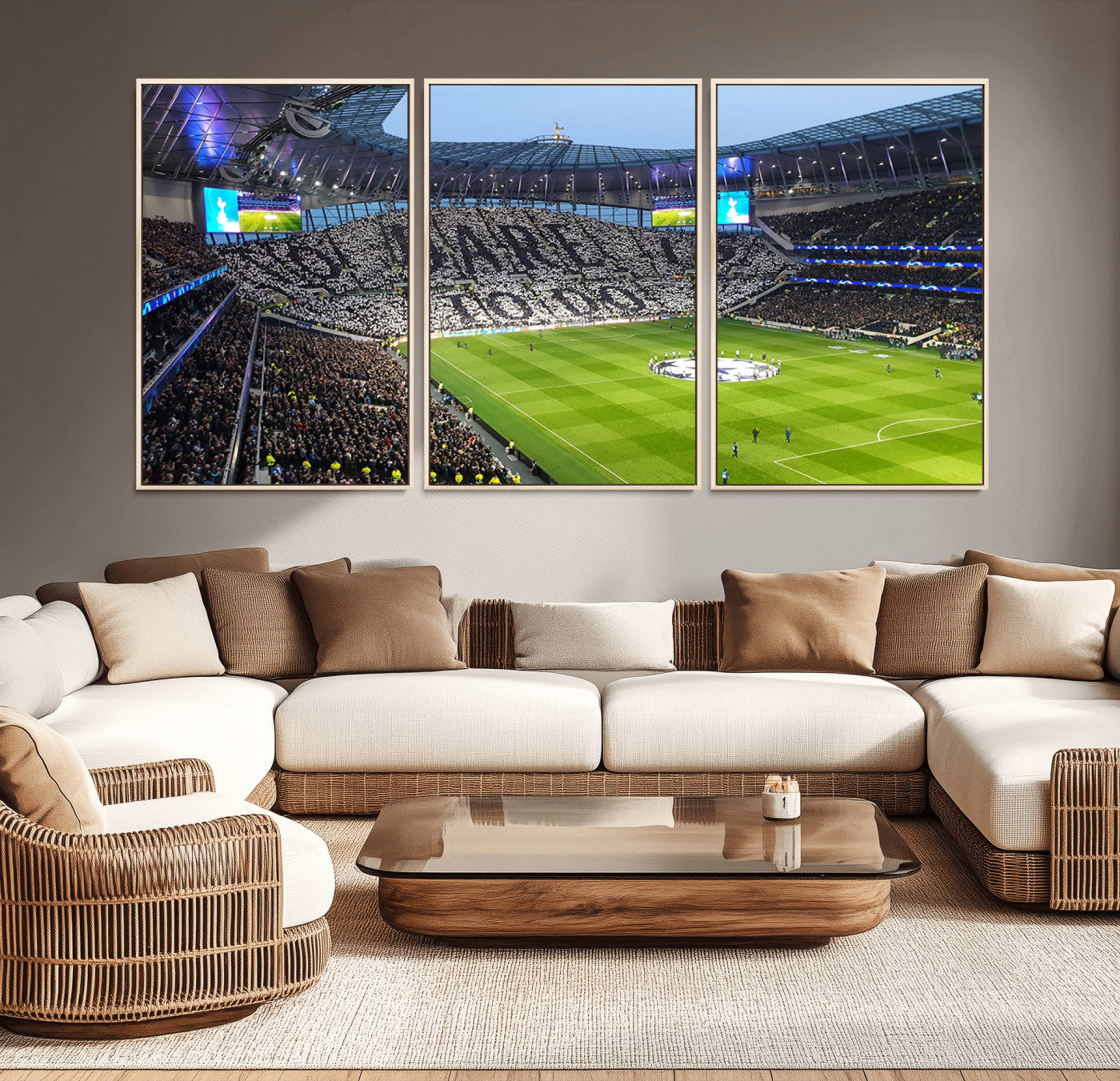 -Tottenham Hotspur Stadium Canvas Print, Match Day Triple Canvas Wall Art - Premier League Football
