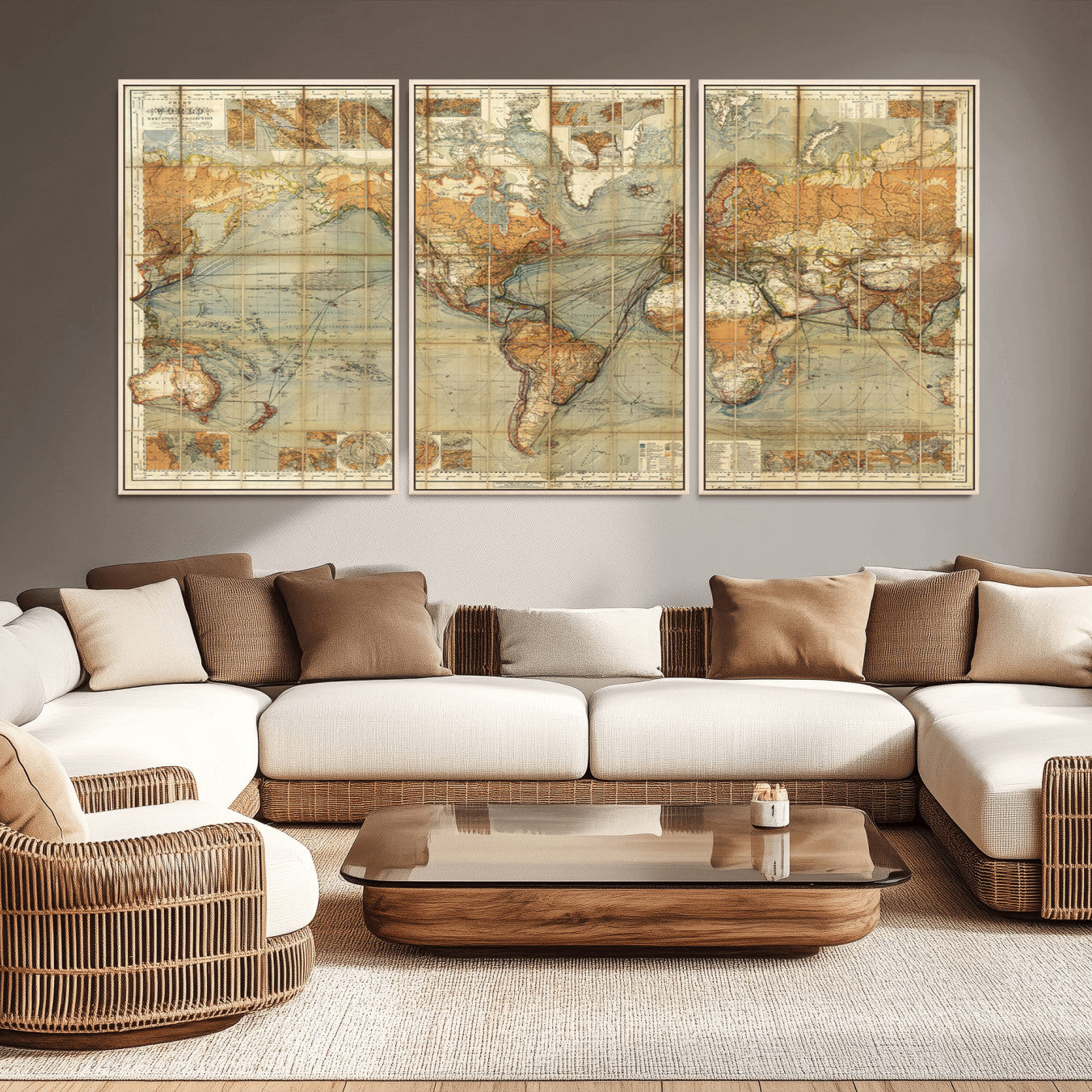 -Push Pin World Map Canvas Print – Travel Tracker Wall Art for Couples, Perfect Anniversary Gift for Home or Office Decor