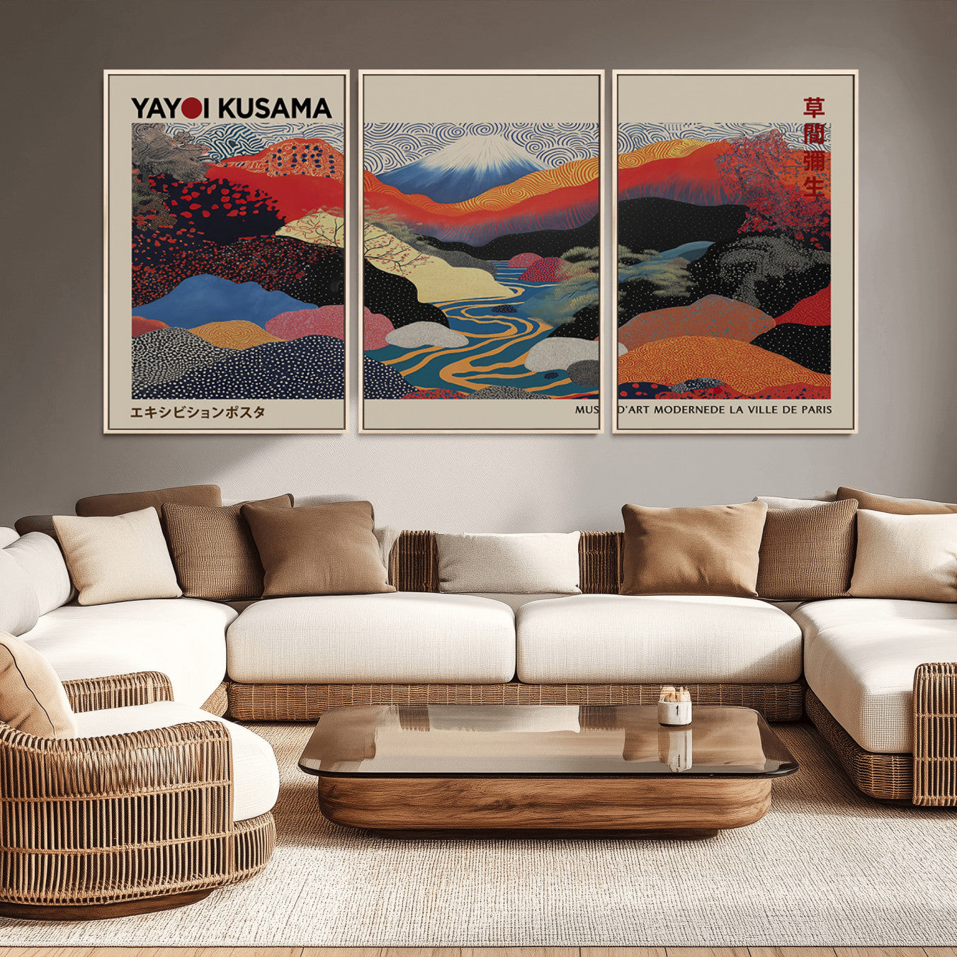-Framed Yayoi Kusama 1986 Wall Art Print – Japanese Wall Art Print, Wabi Sabi Yayoi Kusama Print -