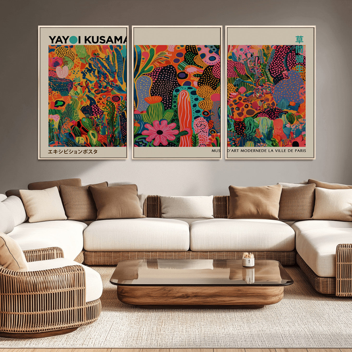 -Framed Yayoi Kusama 1986 Wall Art Print – Japanese Wall Art Print, Wabi Sabi Yayoi Kusama Print -
