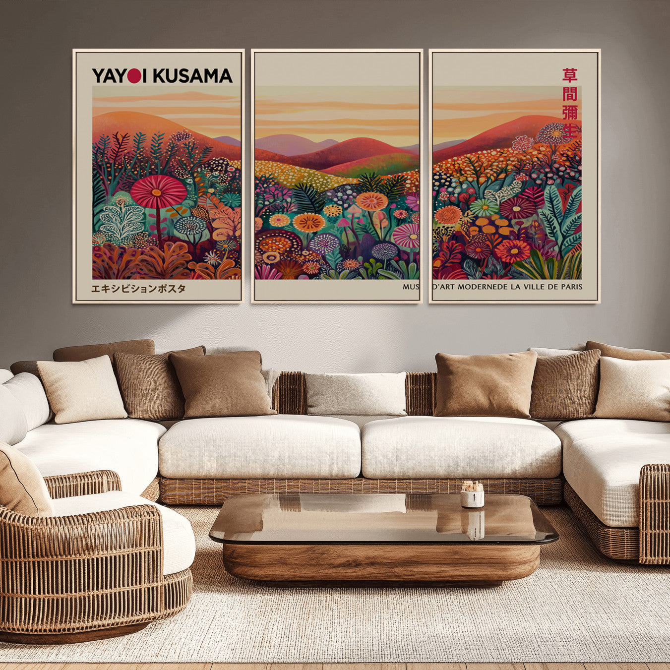 66096-MGV-CV-36X24-Framed Yayoi Kusama 1986 Wall Art Print – Japanese Wall Art Print, Wabi Sabi Yayoi Kusama Print -