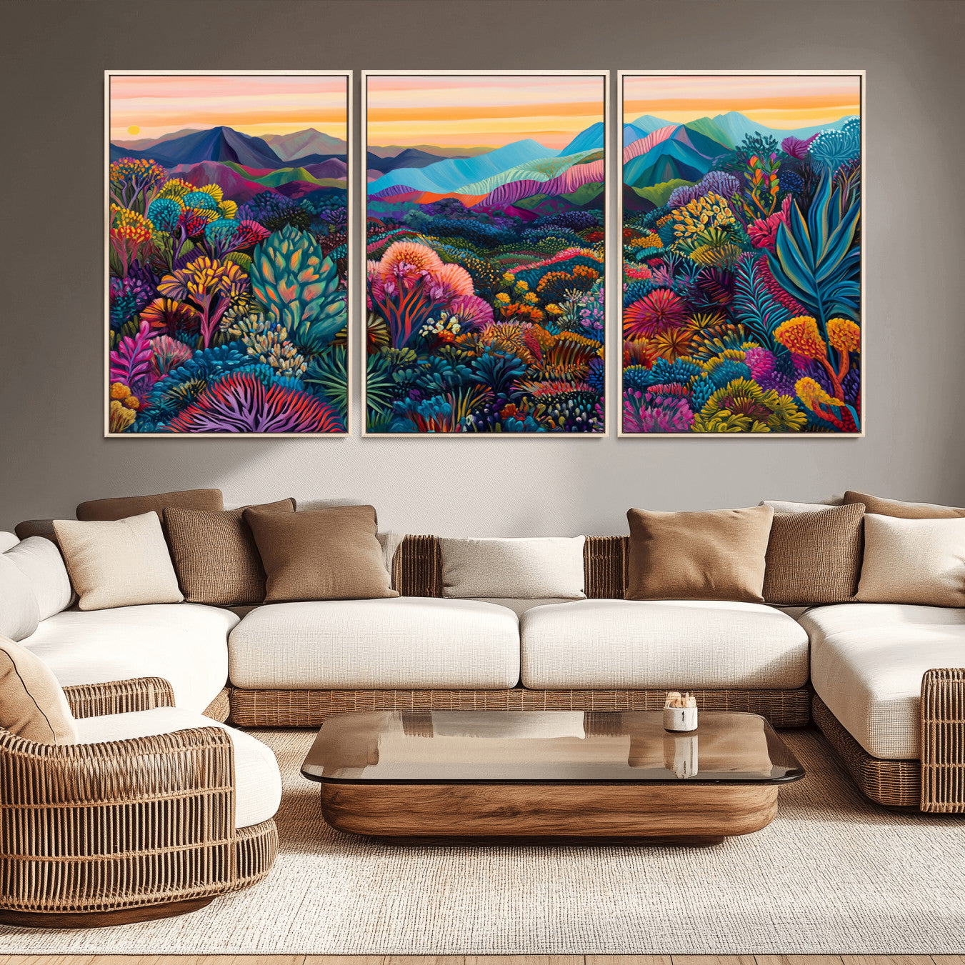 63728-MGV-CV-36X24-Colorful Abstract Landscape Wall Art Print Canvas - Vibrant Modern Decor for Living Room, Office, or