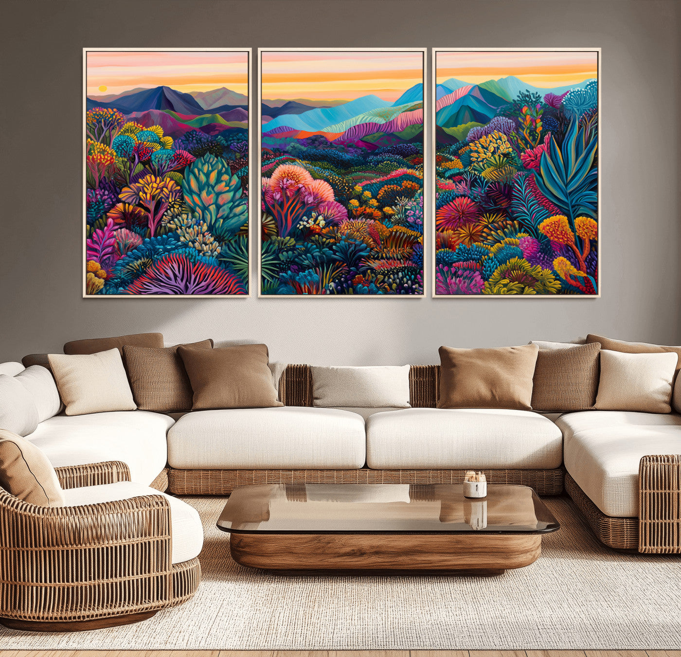 63728-MGV-CV-36X24-Colorful Abstract Landscape Wall Art Print Canvas - Vibrant Modern Decor for Living Room, Office, or