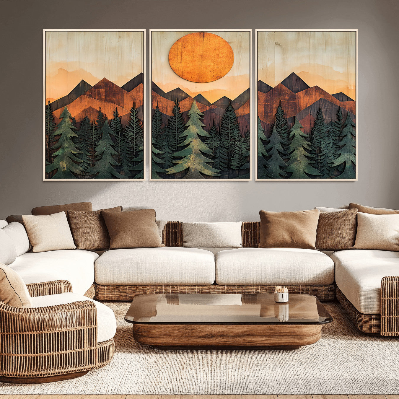 77739-MGV-CV-36X24-Sunset Mountain Landscape Canvas Wall Art Print - Nature Decor for Living Room, Office