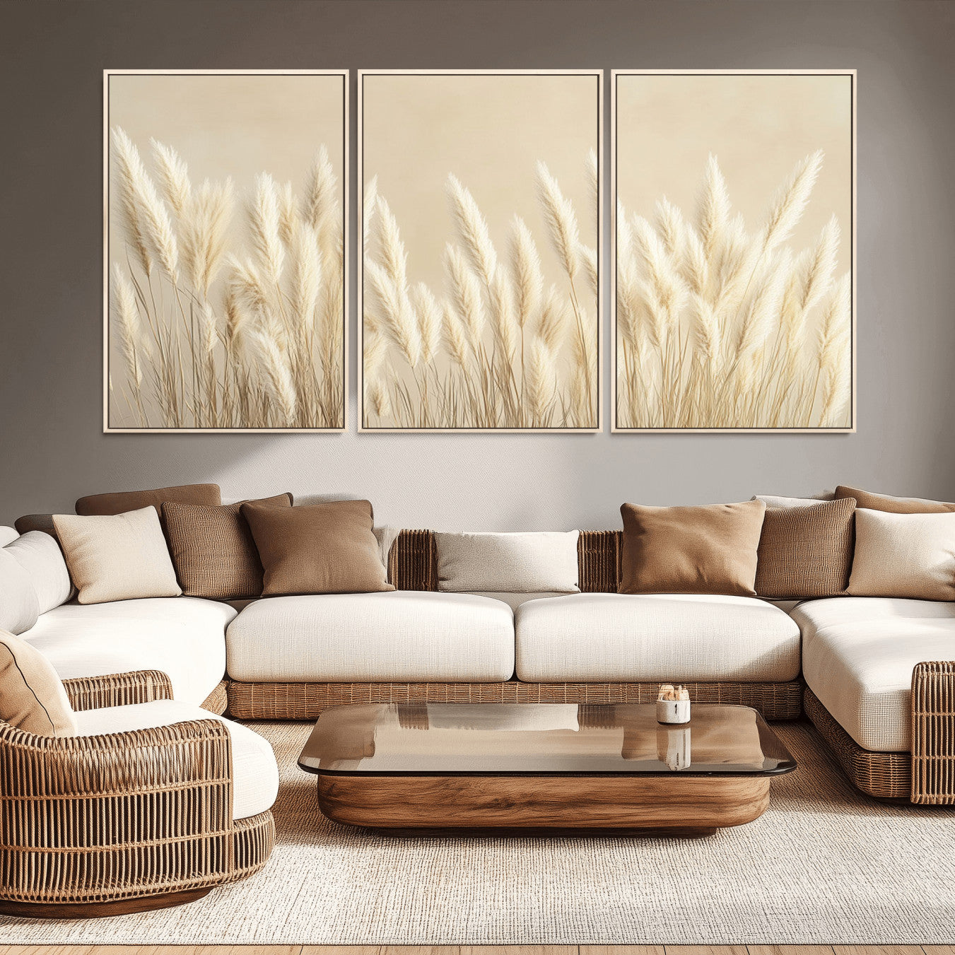 -Grass Wall Art Print - Elegant Neutral Decor for Living Room, Boho Minimalist Artwork, Ready to Hang
