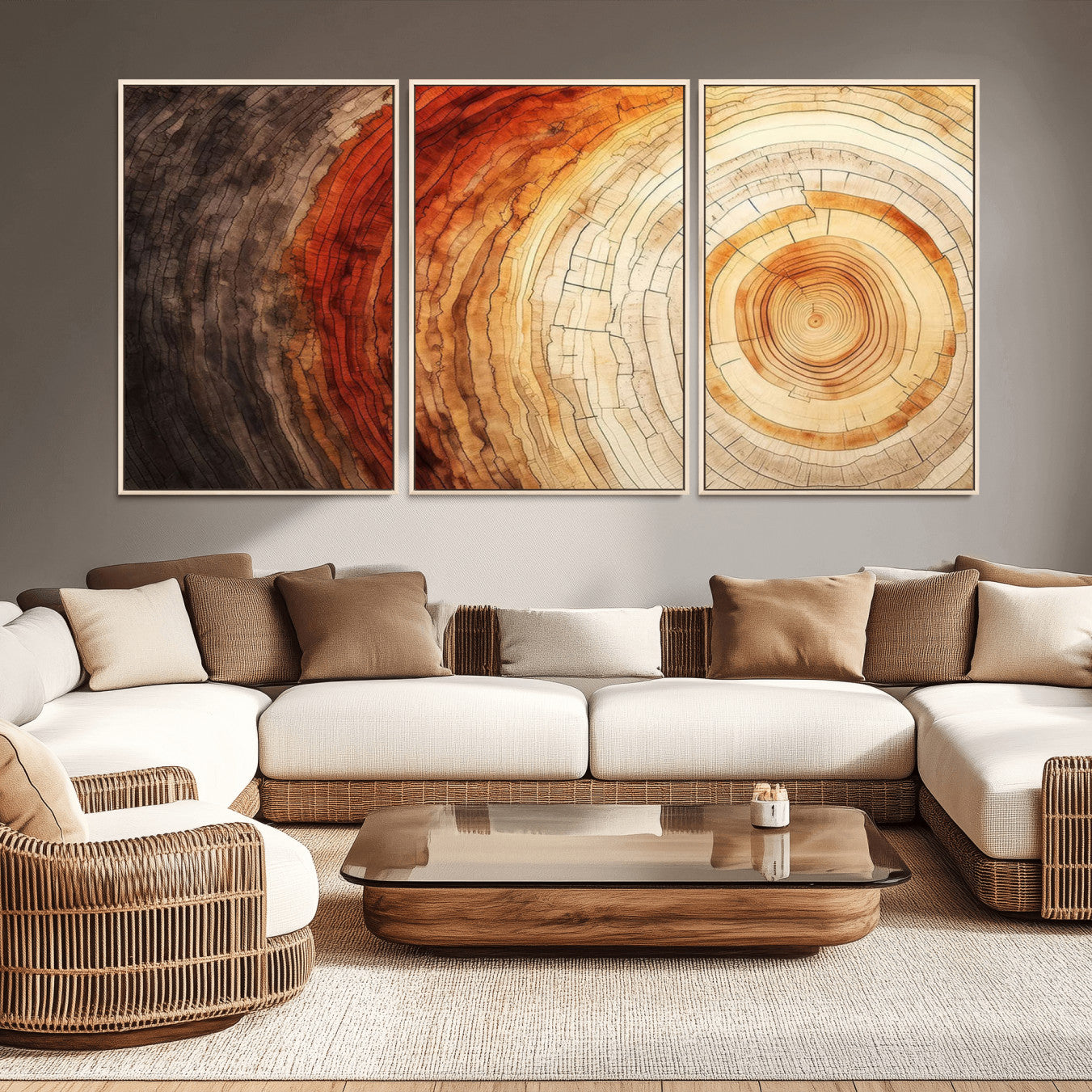 57529-MGV-CV-36X24-Tree Ring Print on Canvas Wall Art, Tree Stump Print, Wood Wall Art Living Room, Abstract Natural