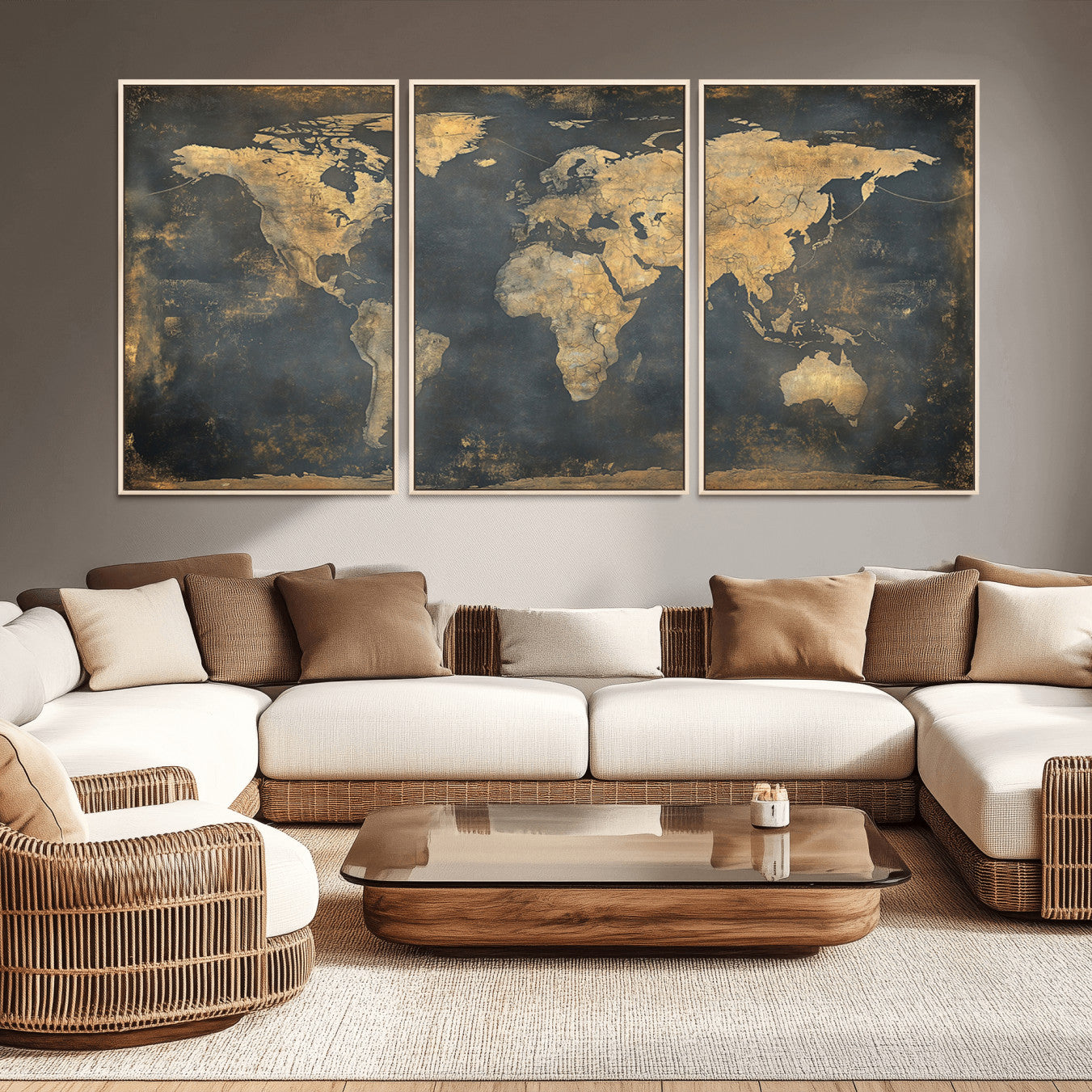 -Push Pin World Map Canvas Print – Travel Tracker Wall Art for Couples, Perfect Anniversary Gift for Home or Office Decor