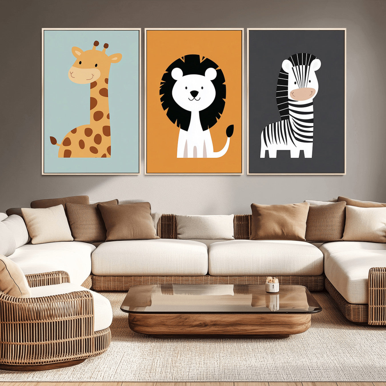 -Boho Jungle Animal Nursery Wall Art Prints – Safari Decor Earth Tones Modern, Artwork for Home, Stylish Spaces
