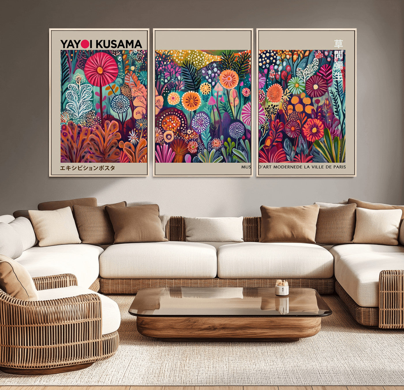 63822-MGV-CV-36X24-Yayoi Kusama Wall Art Canvas Print, Abstract Art, Large Yayoi Kusama Framed Wall Art Print, Japanese