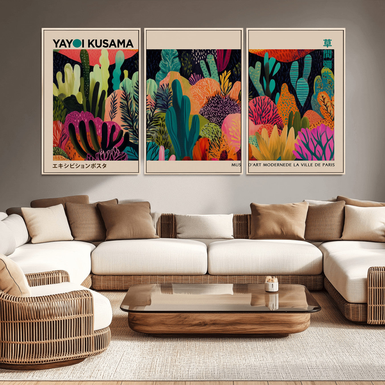 -Yayoi Kusama Wall Art Canvas Print, Abstract Art, Large Yayoi Kusama Framed Canvas Print, Japanese