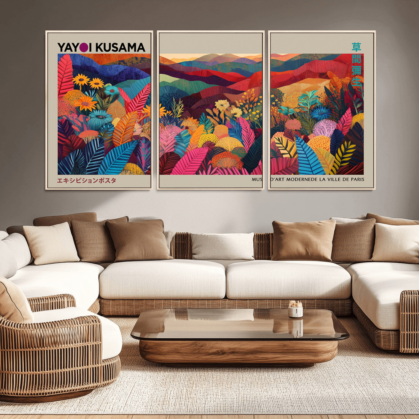 -Yayoi Kusama Wall Art Canvas Print, Abstract Art, Large Yayoi Kusama Framed Print, Japanese Wabi