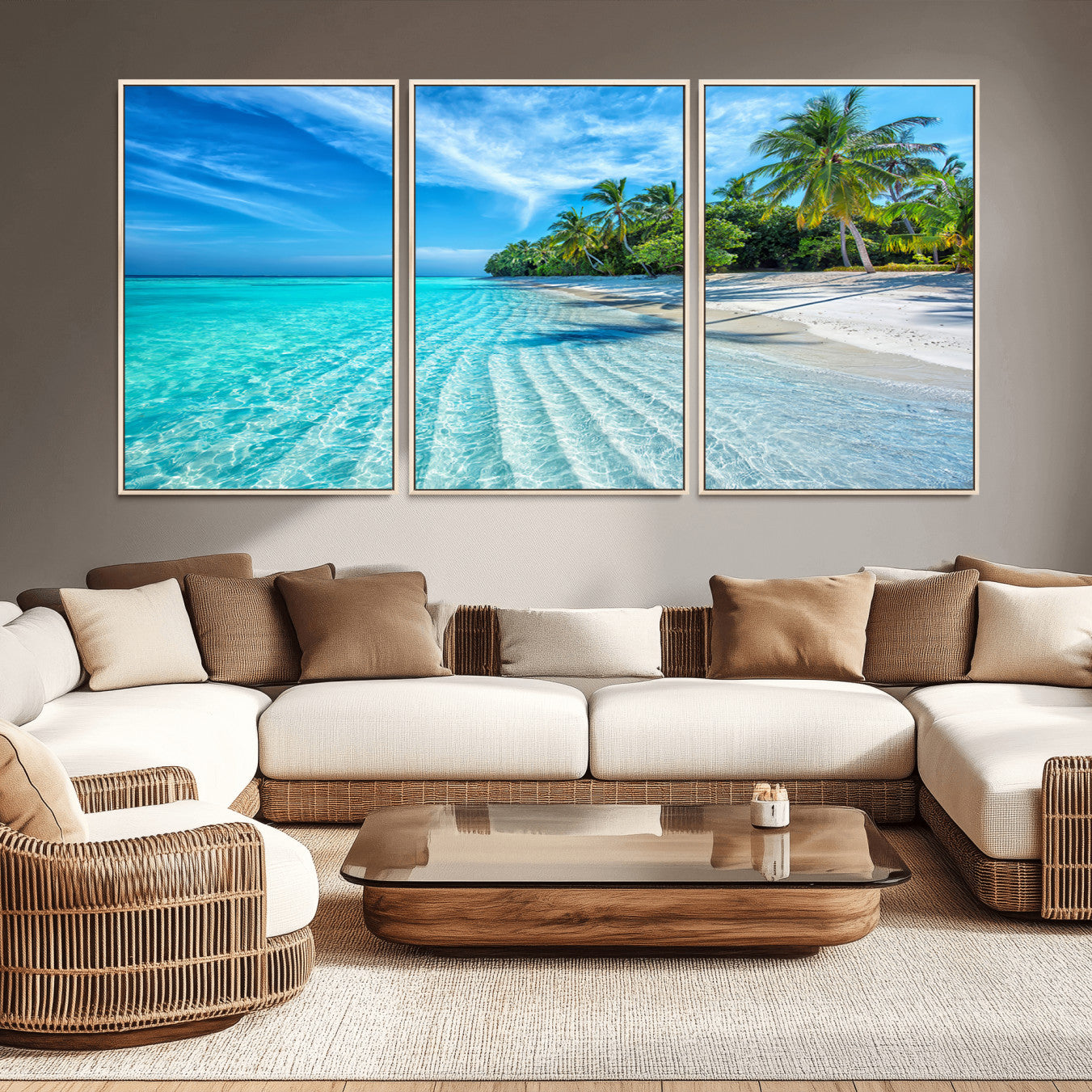 14788-MGV-CV-36X24-Tropical Beach Wall Art Canvas Print - Serene Ocean Landscape with Crystal Clear Turquoise Water and