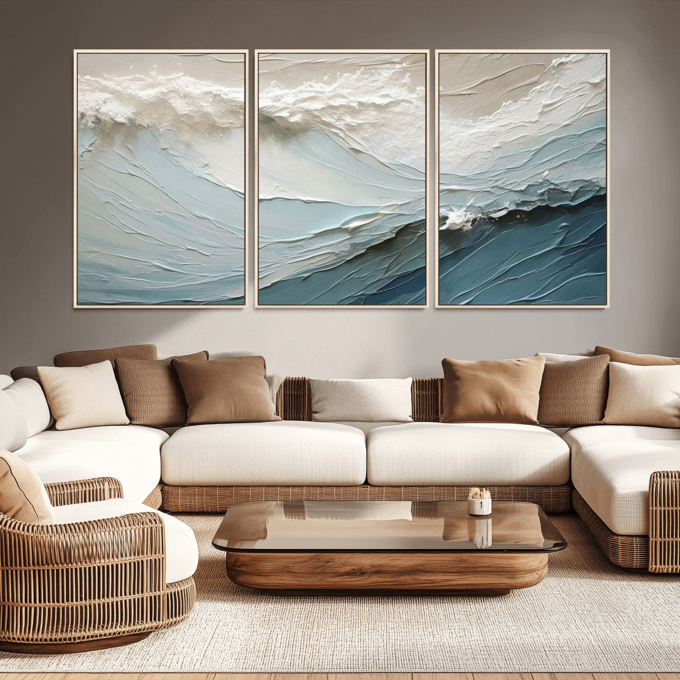 36946-MGV-CV-36X24-Waves Abstract Wall Art Print, Modern Framed Abstract Canvas Print, Abstract Painting for Living
