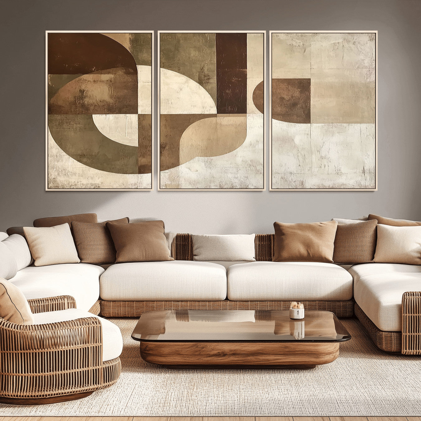 59767-MGV-CV-36X24-Wabi Sabi Geometric Wall Art | Abstract Modern Minimalist Canvas Print with Neutral Mid Century Art