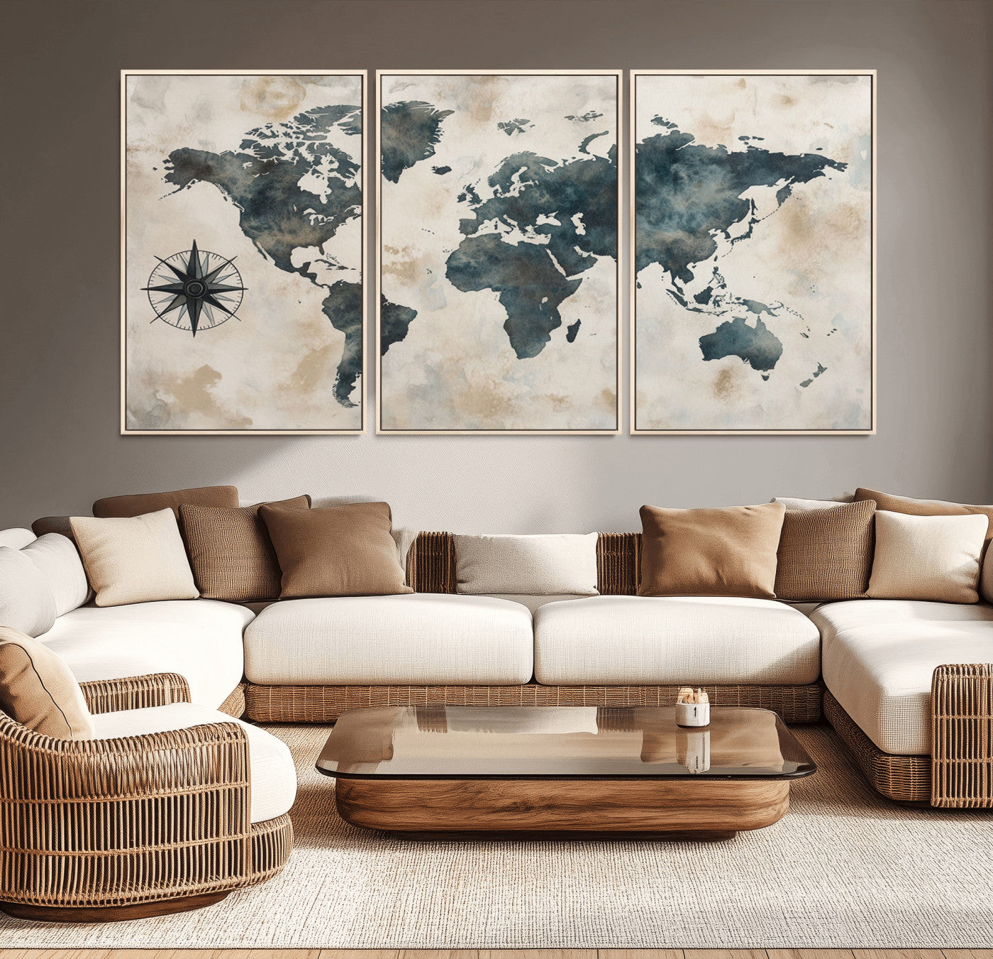 -Push Pin World Map Canvas Print – Travel Tracker Wall Art for Couples, Perfect Anniversary Gift for Home or Office Decor