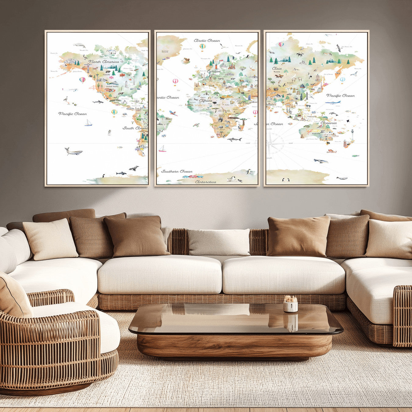 -Push Pin World Map Canvas Print – Travel Tracker Wall Art for Couples, Perfect Anniversary Gift for Home or Office Decor