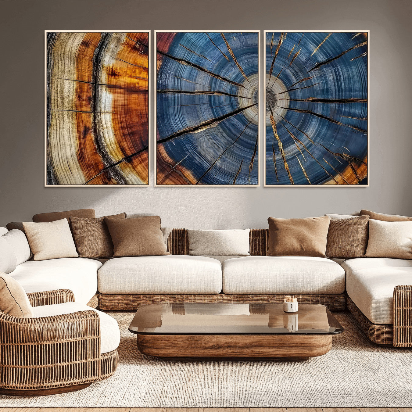 10583-MGV-CV-36X24-Abstract Tree Rings Canvas Wall Art - Wood Grain Canvas Print - Nature-Inspired Modern Wood Grain
